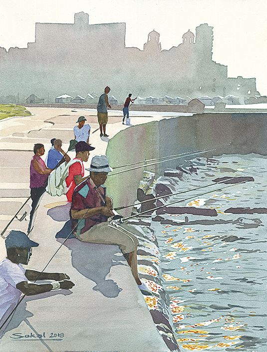 Fishing on Malecon (Havana)